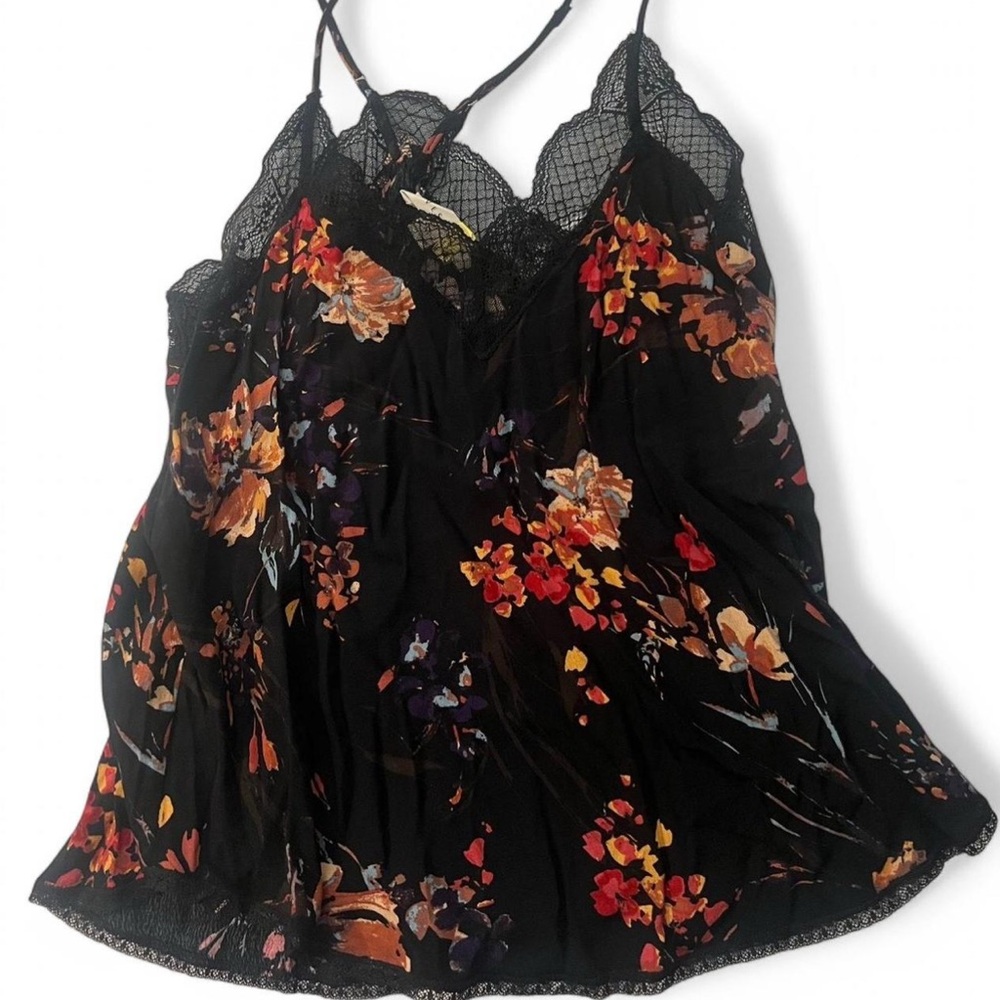 Floral Lace Trim Cami Top